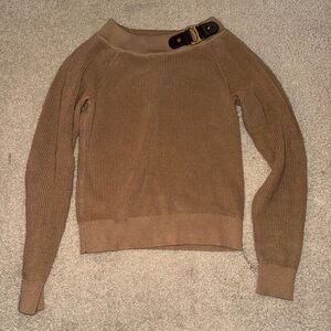 Ralph Lauren Tan Sweater with Buckle Accent